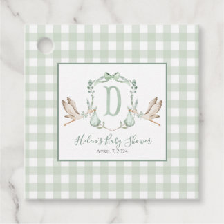 Etiquetas Para Lembrancinhas Menino Stork Green Gingham Favorece Marcações
