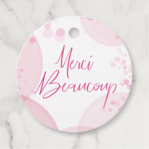 Etiquetas Para Lembrancinhas Merci Beaucoup Pink e White Bokein Obrigado
