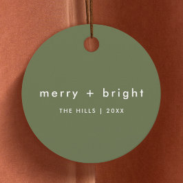 Etiquetas Para Lembrancinhas Merry and Bright | Trendy Moss Green Christmas
