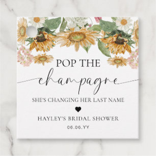Etiquetas Para Lembrancinhas Mews Sunflower Pop Champagne Chuveiro de Noiva