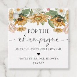 Etiquetas Para Lembrancinhas Mews Sunflower Pop the Champagne Chá de Noiva