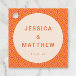 Etiquetas Para Lembrancinhas Mid Century Modern Orange Geometric Custom Wedding