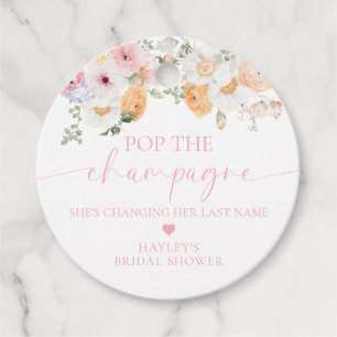 Etiquetas Para Lembrancinhas Millie Floral Pop the Champagne Chá de Noiva