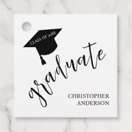 Etiquetas Para Lembrancinhas Minimalist Grad Cap Black & White Graduation