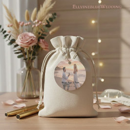 Etiquetas Para Lembrancinhas Minimalist Typography Photo Wedding Round