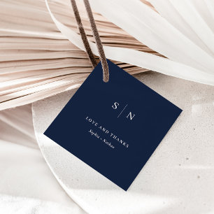 Etiquetas Para Lembrancinhas Mínimo e Chic Obrigado Marinho Casamento Azul