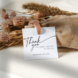 Etiquetas Para Lembrancinhas Mínimo Elegante Preto e Branco Obrigado