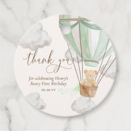 Etiquetas Para Lembrancinhas Mint Teddy Bear Obrigado Beary Primeiro Aniversári