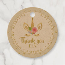 Modern Chic Unicorn Face Dourada Obrigado Nome