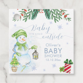 Etiquetas Para Lembrancinhas Modern Cold Outside Floral Snowman Baby Shower 
