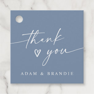 Etiquetas Para Lembrancinhas Modern Dusty Blue Manuscrito Obrigado Casamento