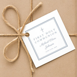 Etiquetas Para Lembrancinhas Modern Dusty Blue Thank You Boy First Communion