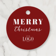Modern Minimalist Merry Christmas Company Logo Red