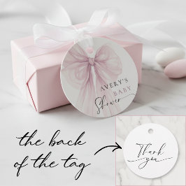 Etiquetas Para Lembrancinhas Modern Pink Bow Girl Baby Shower