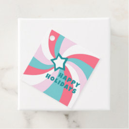 Etiquetas Para Lembrancinhas Modern Swirl HAPPY HOLIDAYS CUSTOM Green Pink Xmas