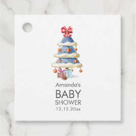 Etiquetas Para Lembrancinhas Modern Winter Bow Christmas Tree Baby Shower