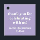 Etiquetas Para Lembrancinhas Moderno Bat Roxo Mitzvah Personalizado Obrigado<br><div class="desc">Lavanda de Tipografia Negrito Personalizada Moderno Roxo Obrigado Etiquetas Favoráveis</div>