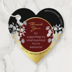 Etiquetas Para Lembrancinhas Moderno Borgonha Floral e Dourado com Flores Prate