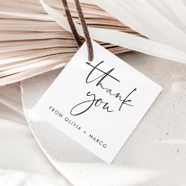 Etiquetas Para Lembrancinhas Moderno Minimalista Script Preto e Branco Obrigado