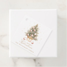 Etiquetas Para Lembrancinhas Molho de Água Rosa Elegante Árvore de Natal Feliz
