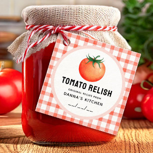 Etiquetas Para Lembrancinhas Molho de Tomate com tomate e padrão xadrez