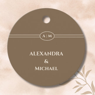 Etiquetas Para Lembrancinhas Monogram Brown Christian Wedding Thank You