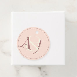 Etiquetas Para Lembrancinhas Monogram Minimalist Peachy Pink & Mauve Wedding