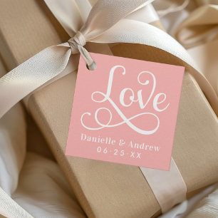 Etiquetas Para Lembrancinhas Monograma de casamento em rosa elegante caligrafia