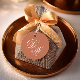 Etiquetas Para Lembrancinhas Monograma de Casamento em Terracota Clássico Marro