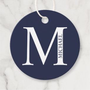 Etiquetas Para Lembrancinhas Monograma e Nome Personalizados Azul-marinho