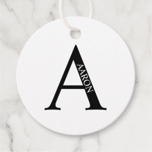 Etiquetas Para Lembrancinhas Monograma e Nome Personalizados Preto e Branco Fav
