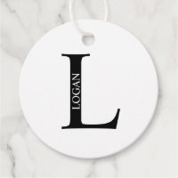 Monograma e Nome Personalizados Preto e Branco Fav