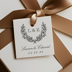 Etiquetas Para Lembrancinhas Monograma Inicial Clássico de Louro para Casamento