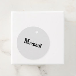 Etiquetas Para Lembrancinhas Monograma moderno minimalista, nome cinza negra