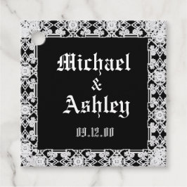 Etiquetas Para Lembrancinhas Monograma Moderno Preto e Branco De Lace Personali