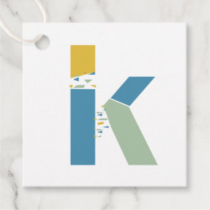 Etiquetas Para Lembrancinhas Monograma Personalizado de Letra K Abstrata Modern
