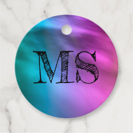 Etiquetas Para Lembrancinhas Monograma Rainbow Kids Party Tag - Teal & Purple