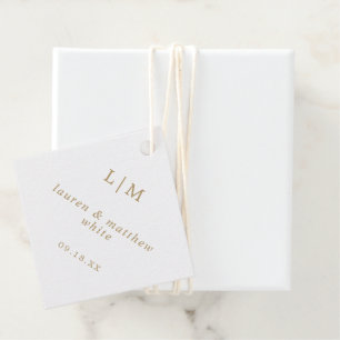 Etiquetas Para Lembrancinhas Monograma Simples de Ouro Antigo para Casamento El