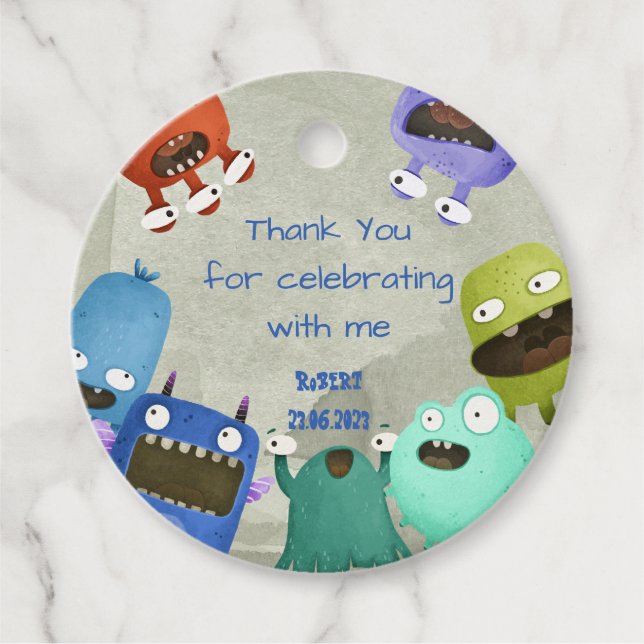 Etiquetas Para Lembrancinhas Monstros obrigado você (Frente)