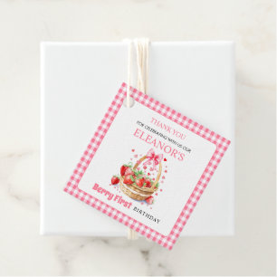 Etiquetas Para Lembrancinhas Morangos rosa Berry Primeiro Aniversário Obrigado