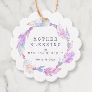 Etiquetas Para Lembrancinhas Mother Blessing beads feathers boho custom