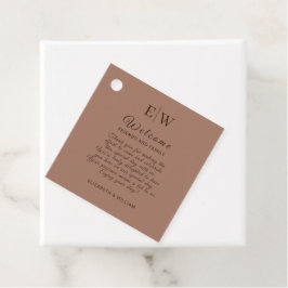 Etiquetas Para Lembrancinhas Mousse Simples Elegante Mocha com Casamento Monogr