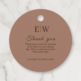 Etiquetas Para Lembrancinhas Mousse Simples Elegante Mocha com Casamento Monogr