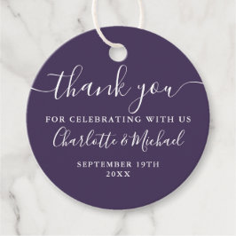 Etiquetas Para Lembrancinhas Muito obrigado ao Casamento Roxo de Letra Elegante