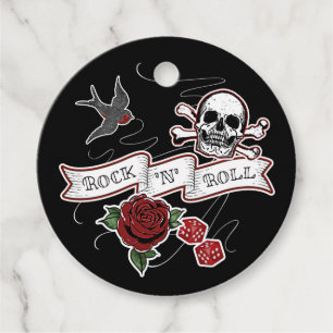 Etiquetas Para Lembrancinhas Músico do Rock & Roll Party Skull Rockabilly Tatto