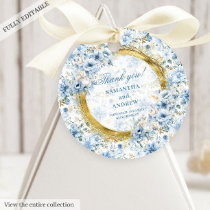 Etiquetas Para Lembrancinhas Na moda Boho Dusty Blue Dourado Casamento Tag