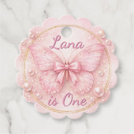 Etiquetas Para Lembrancinhas Name Is One Pink Butterfly 1st Birthday Favor Tag