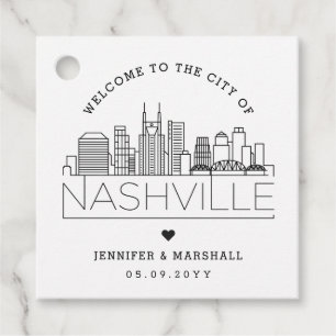 Etiquetas Para Lembrancinhas Nashville Skyline Favor de Boas-vindas