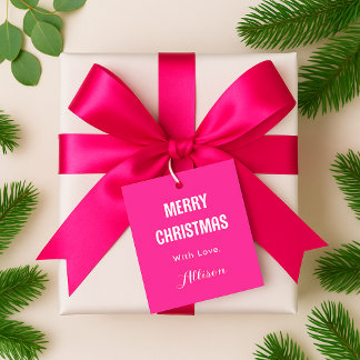 Etiquetas Para Lembrancinhas Natal Cor-de-Rosa Ousado Retro Colorido Minimal Mo