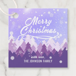 Etiquetas Para Lembrancinhas Natal da Floresta Pacífica de Neve Branca e Púrpur